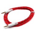 thumbnail image 2 of Braided Gold Plated 3.5mm Plug Male to Male Stereo Auxiliary Aux Cord Cable (3ft) - Red, 2 of 2