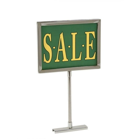 Retail Rack Chrome Frame Magnetic Base Sign Holder, 5" x 7" Card Display, 12.75" H - 5 Pack