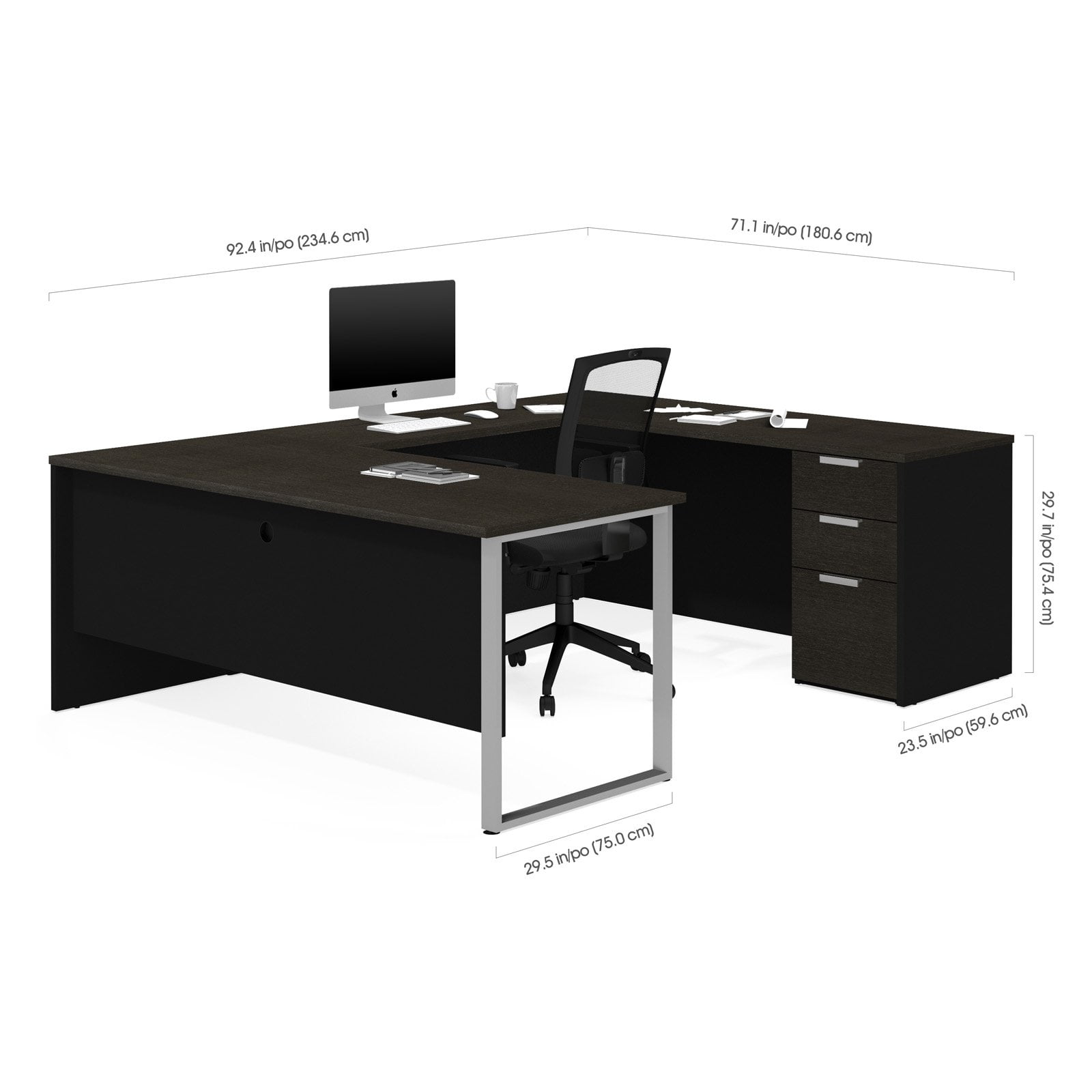 Bestar Pro Concept Plus U Shaped Desk With Optional Keyboard Shelf