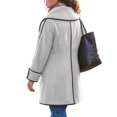thumbnail image 4 of Riecok Womens Pea Coats Long Sleeve Button down Jackets Lapel Collar Overcoat Warm Casual Winter Outerwear 2XL, 4 of 6