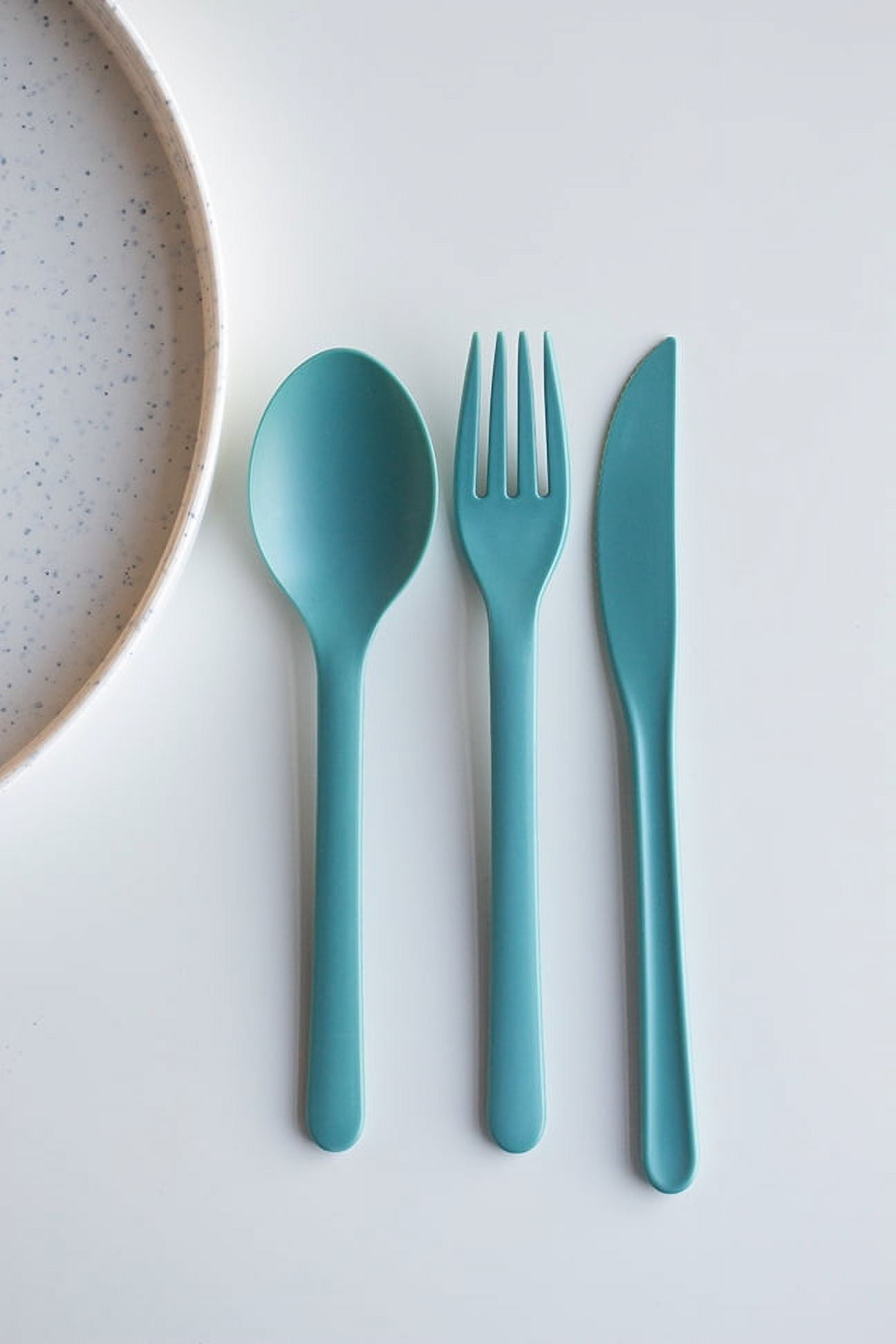 Mainstays Eco-Friendly Recycled Plastic 3-Piece Flatware Set, Aqua Slate