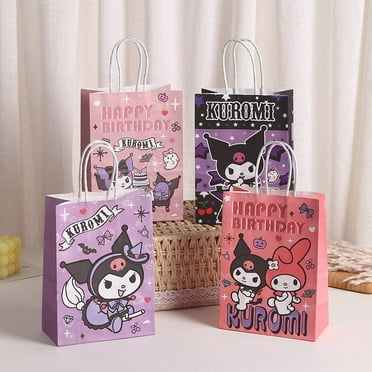 12 PCS Party Favor Candy Bags for Kuromi Cartoon Themed Birthday Supplies Decor Kraft Paper Gift Bag.