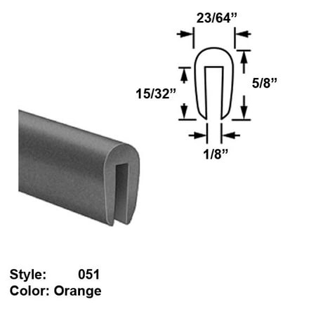 

Silicone Foam High-Temperature U-Channel Push-On Trim Style 051 - Ht. 5/8 x Wd. 23/64 - Orange - 10 ft long