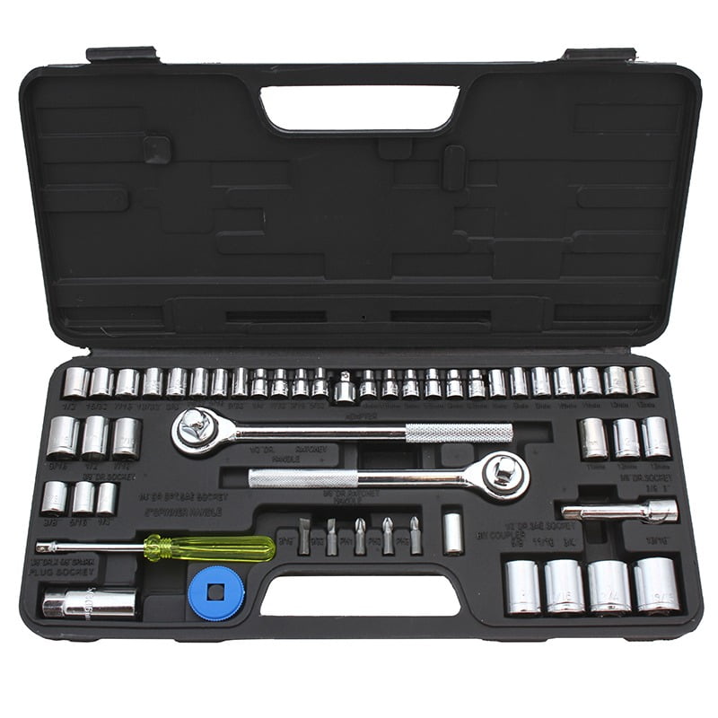 1 4" 3 8" 1 2" Mechanics Spark Drive Ratchets & Metric Sockets SAE Tool Set... by Stark