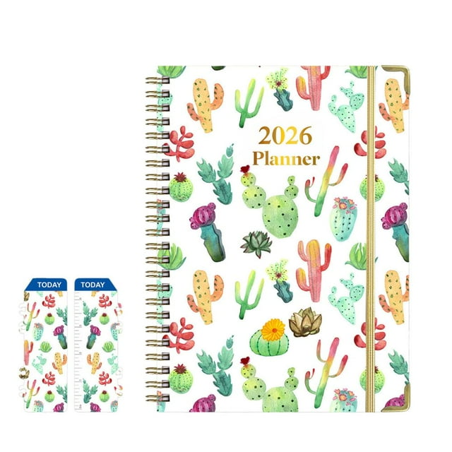Outoloxit 2026 Planner A5 Wire Bound with Monthly Tabs, Floral Design Weekly & Monthly Schedule Book for Students & Professionals, Goal Setting Notebook with Inspirational Quotes & Holiday Pages