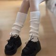 thumbnail image 6 of 1 Pair Winter Calf Covers Knitted Anti-slip High Elasticity JK Lolita Style Solid Color Piled Socks Elastic Thickened Daily Wear Sports Outing Leg Warmers, 6 of 7