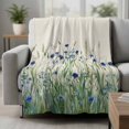 thumbnail image 2 of Navy Blue Wildflowers Blanket Soft Cozy Warm Throw Blanket for Couch, Plush Fuzzy Flannel Fleece Blankets for Sofa, Pastoral Botanical Floral Beige Bed Blankets Lightweight Gifts for Women, 30"x40", 2 of 9
