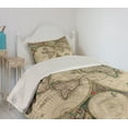 thumbnail image 2 of Ambesonne World Map Quilted Coverlet 2 Pcs, Antique Vintage Art, Twin Size, Multicolor, 2 of 5