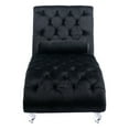 thumbnail image 3 of Chaise Lounge Chair, Velvet Leisure Accent Couch with Throw Pillow, Clear Acrylic Feet & Upholstered Backrest, Luxury Armless Sofa for Living Room Bedroom Office, Black, 3 of 8