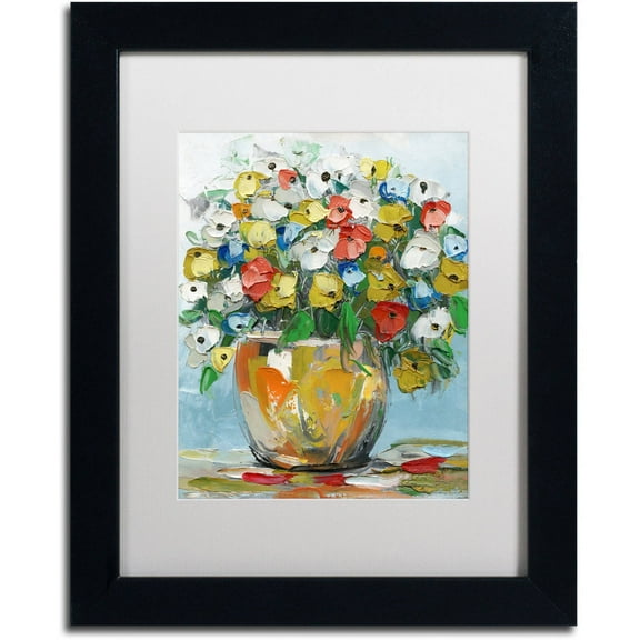 Trademark Fine Art "Spring Flowers in a Vase 3" Canvas Art by Hai Odelia, White Matte, Black Frame