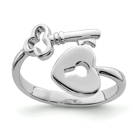 925 Sterling Silver Heart Lock Key Adjustable Toe Ring Open Midi