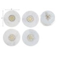 thumbnail image 3 of 4Pc White Marble Round Coaster W/ Snowflake Brass Inlay (4X4"), 3 of 4