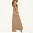 thumbnail image 6 of Yteetum Maxi Dresses for Women Summer Short Sleeve Crewneck A Line T Shirts Dresses Casual Solid Round Neck Loose Lightweight Comfy Long Dress, 6 of 7