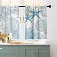 thumbnail image 3 of 3Pcs Beach Starfish Seashell Kitchen Curtains,Blue Coastal Window Curtains Valance and Tier 36 Inch Length Small Kitchen Window Curtains for Kitchen Living Room Bedroom Bathroom Decor, 3 of 5