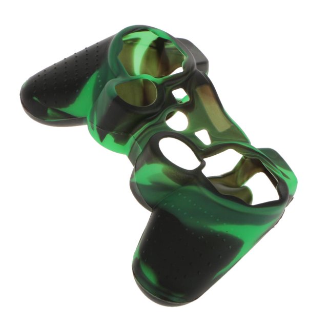 Silicona Funda Caso Protector Suave Para PS2 PS3 Controlador Verde Negro Sunnimix Caso de la piel de silicona para Sony PS2 PS3 Controller