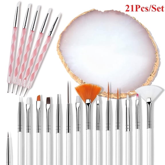 1 Set Nail Art Design Tools:Including 15Pcs Painting Brushes Set with 5Pcs 2-way Dotting Pens and 1Pcs Gold-rimmed Resin Palette,Nail Art Brushes Kits Nail Art Supplies,DIY Hand Tools Kits,Springtok