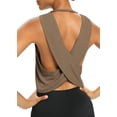 thumbnail image 3 of Womens Open Back Workout Shirts Cropped Yoga Tank Tops Backless Athletic Clothes, 3 of 11