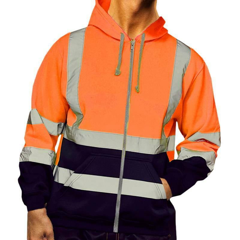 Hi-Viz Hoodies Soft Fleece Tops Yellow Orange Pull Overs Quarter Zip Sweatshirts 