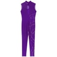 thumbnail image 7 of TiaoBug Women Rhinestone Gymnastics Leotard Unitard Full Length Sleeveless Figure Ice Skating Jumpsuit Purple S, 7 of 7