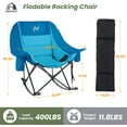 thumbnail image 3 of ABORON Oversized Rocking Camping Chair for Adults, Portable Folding Outdoor Rocker with Cooler Bag & Cup Holder, Fully Padded High Back Lawn Recliner for Camping, Backyard, Patio, Supports 400 LBS, 3 of 7