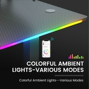 GTRACING Adjustable Height RGB Electric Sit or Stand Computer Desk with LED Lights, Black