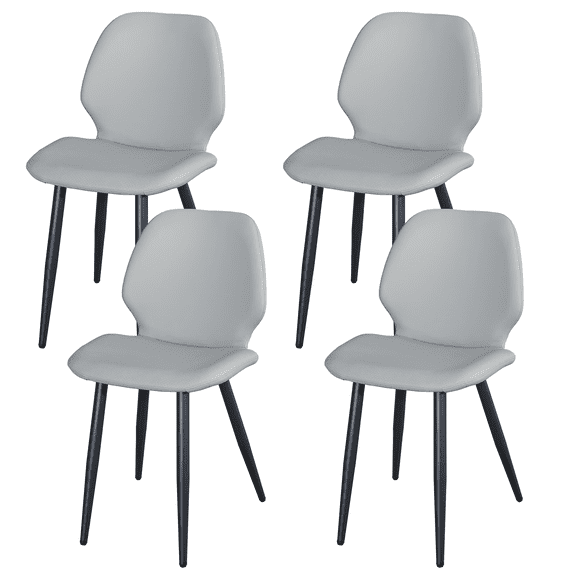Dining Chairs Light Grey Leather Dining Chair with Metal Legs, Shell Shape Upholstered Chair Set of 4 for Kitchen, Restaurant, Living, Meeting Roomwhite icon,Fabric Dining Chairs