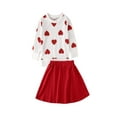 thumbnail image 1 of xiaxaixu Baby Girls Autumn Set Long Sleeve Heart Print Tops+Solid Color Skirt, 1 of 7
