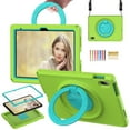 thumbnail image 1 of TECH CIRCLE iPad 10th Gen 10.9 inch Case 2022,iPad 10.9 Case with Screen Protector, 360°Rotating Kickstand/Ring Handle/Shoulder Strap Heavy Duty Protection Soft Silicone Shockproof Kids Cover,Green, 1 of 8