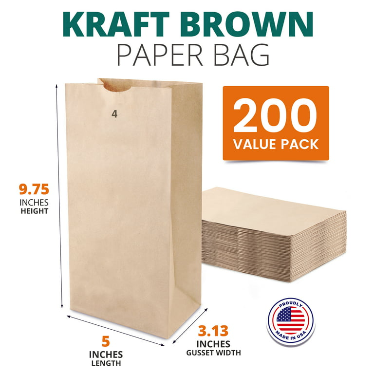 Dropship Brown Kraft Paper Bags 8 X 4.75 X 10.5 In Bulk. Pack