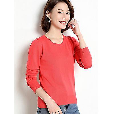 Nouveaux Vêtements d'Automne Hiver pour Femmes Pull Col Rond Uni à Manches Longues Tricoté Hauts Féminins