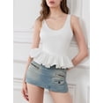 thumbnail image 4 of Gupgi Women Ruffle Bubble Hem Tank Top Solid Color Slim Vest Scoop Neck Backless Peplum Crop Tops, 4 of 8