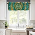 thumbnail image 3 of Teal Orange Kitchen Valances for Windows 60x18 Inch Kitchen Curtains Valances Rod Pocket Ethnic Modern Abstract Geometric Bathroom Window Valances for Window Treatment Decor, 3 of 6