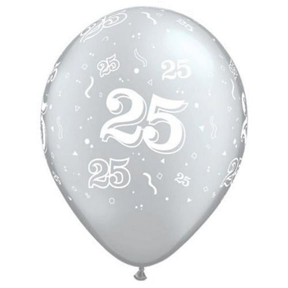 LOONBALLOON Anniversary Balloons, 11″ 25-A-ROUND - SILVER