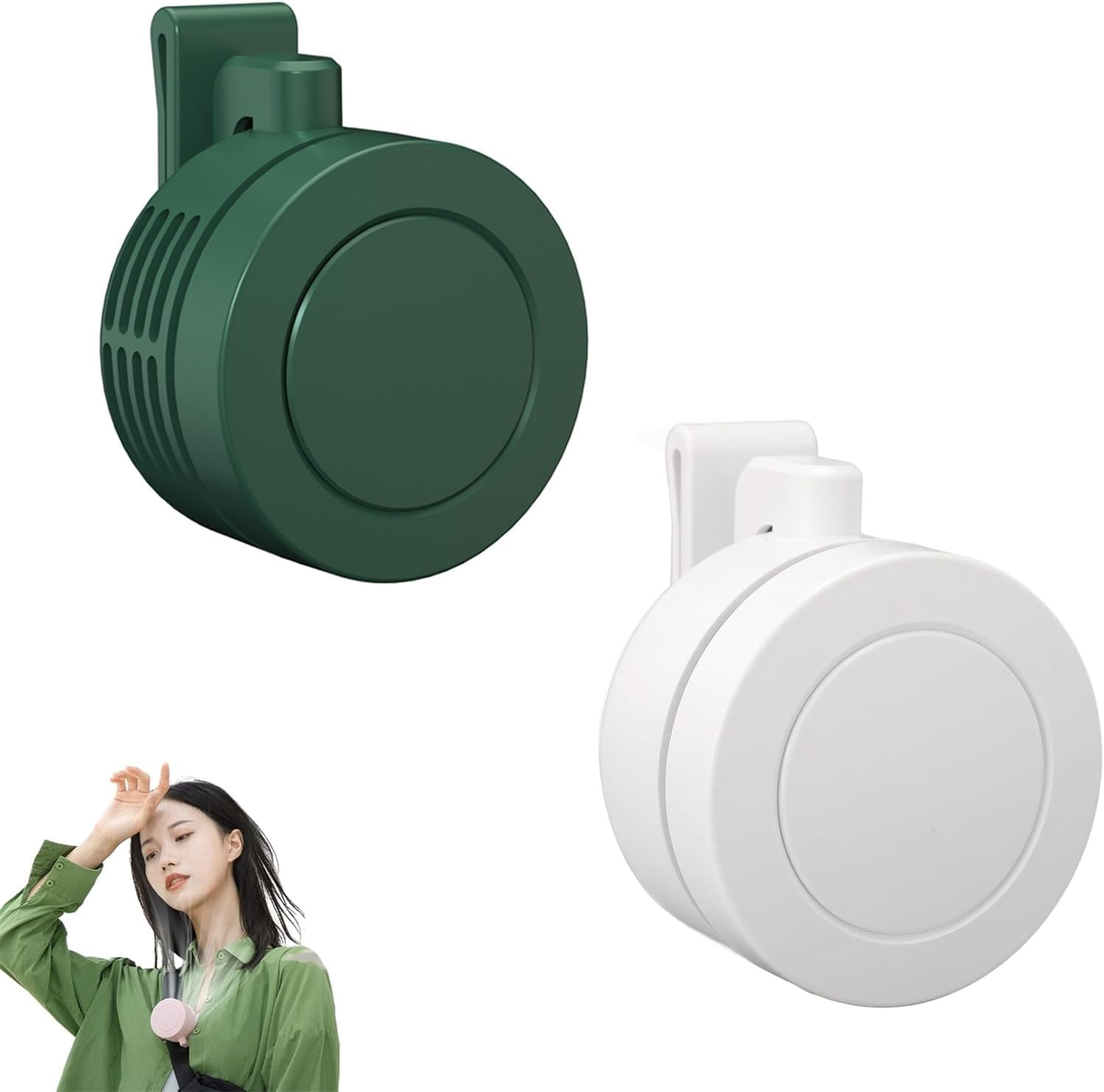 Gahwa Mini Clip-Ventilator – USB Wiederaufladbar, 3 Geschwindigkeiten, Leise, Für Taille/Hals, Grün