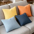 thumbnail image 4 of Set of 4 Corduroy Throw Pillow Covers Soft Striped Square Cushion Cases, Rustic Farmhouse Boho Home Decor for Living Room Couch Bed Sofa, Textured Plush Decorative Pillow Shams 16x16 Inch, 4 of 6