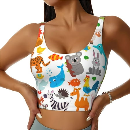 Jgfou Animals Print Womens Sports Bra - Padded Workout Sports Bras Crop Tank Top