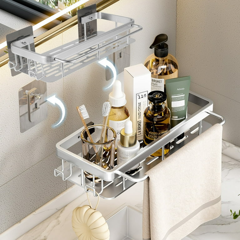 Bathroom Shelf Vacuum Suction Cup Storage Rack Shampoo Holder Cosmetics  Organizer Wall Hanging Storage Basket 