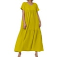 thumbnail image 1 of V Neck Irregular Hem Maxi Dress For Women Spring Summer Color Styles In Various Sizes, 1 of 5