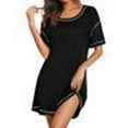 thumbnail image 3 of Ekouaer Nightgowns for Women Soft Sleep Shirt Short Sleeve Night Shirt Oversized Sleepwear Comfy Sleep Dress, 3 of 7