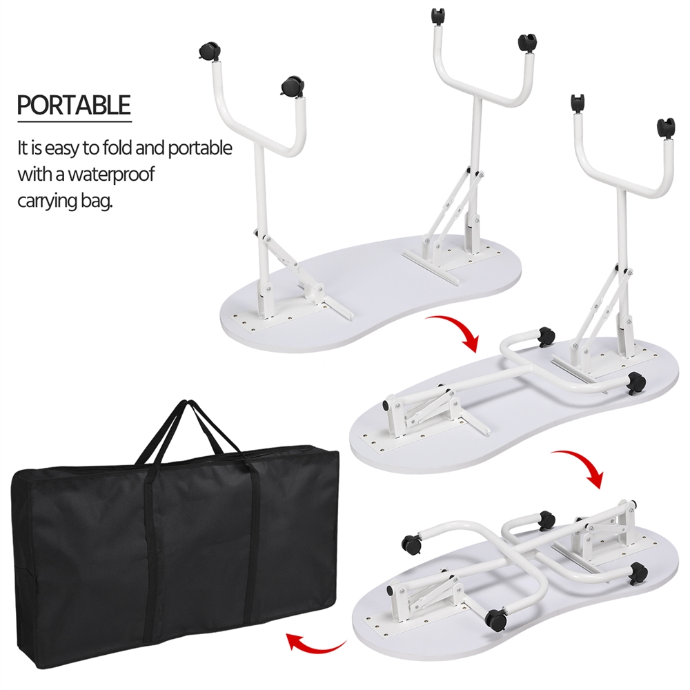 Alden Design Folding Manicure Table with Lockable Wheels and Bag, White