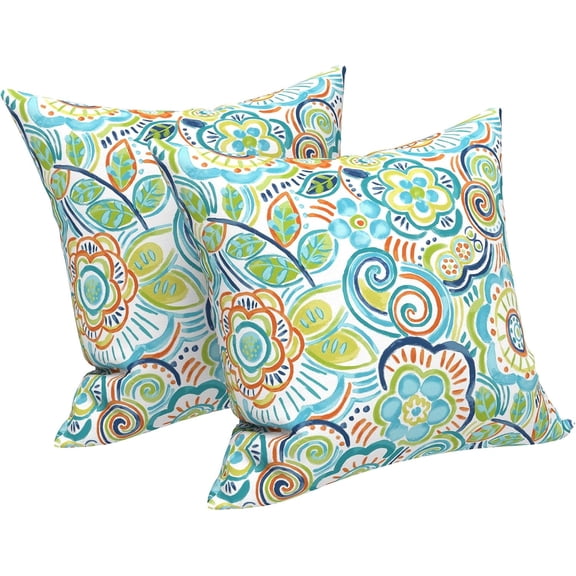 Outdoor/Indoor Throw Pillows Covers, Decorative Throw Pillows Covers , 18"x18" Square Throw Pillows Covers Bed, Couch, and Patio Furniture, Set of 2, Flower Blue