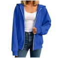 thumbnail image 3 of Women Fashion Hooded Sweatshirts Zip Front Soft Solid Blouse Long Sleeve Tops Pockets Hoodied Sweatshirt, 3 of 8