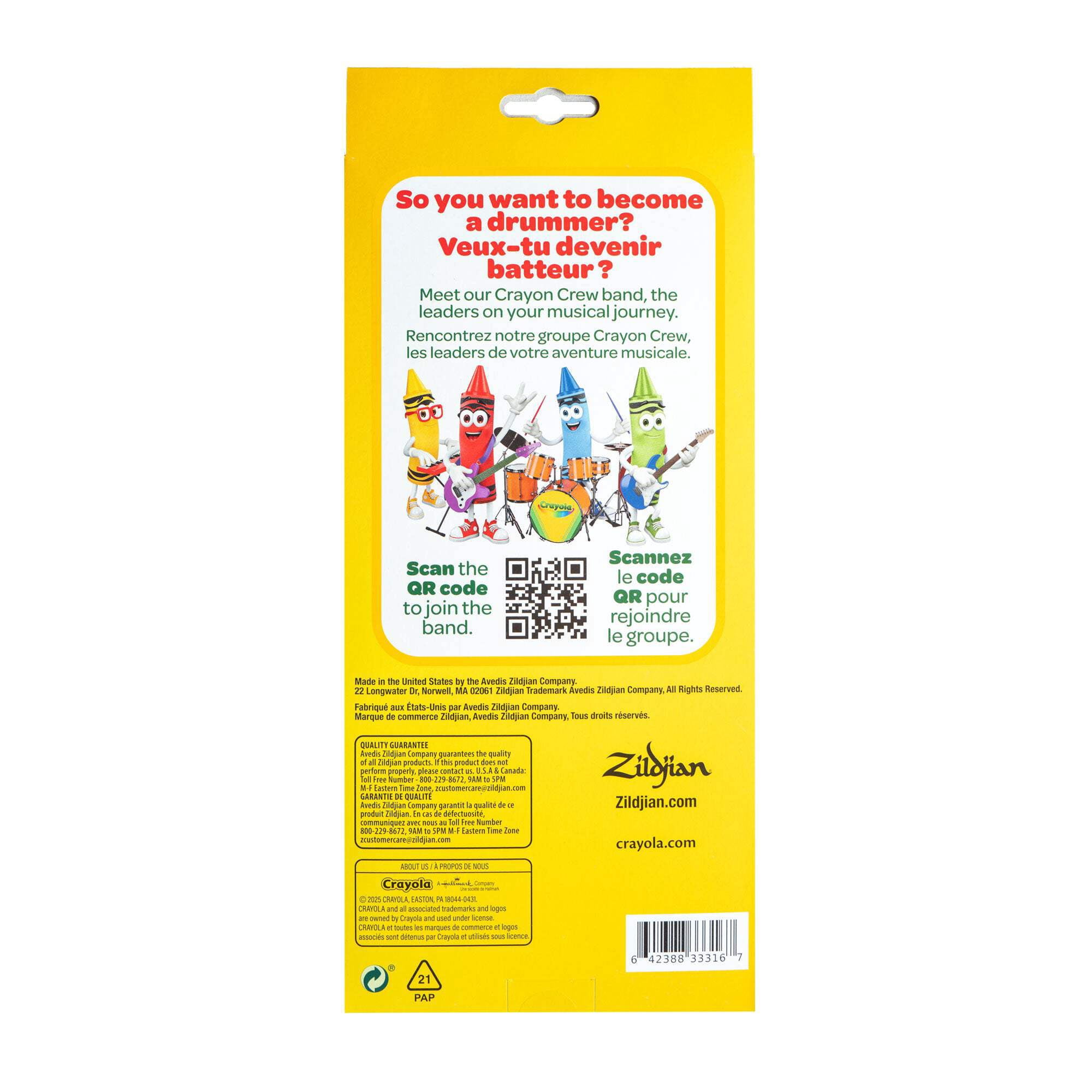 Zildjian x Crayola Pack, 6 Kids Drumsticks  Pad