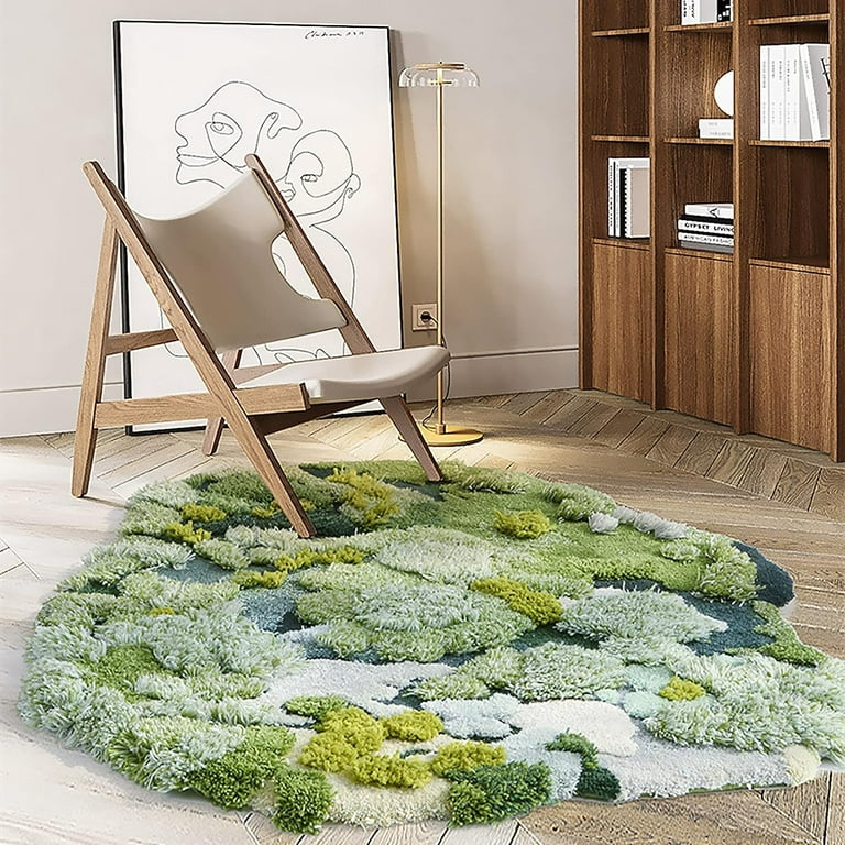 3D Moss Bedroom Bedside Rug, Green Moss Living Room
