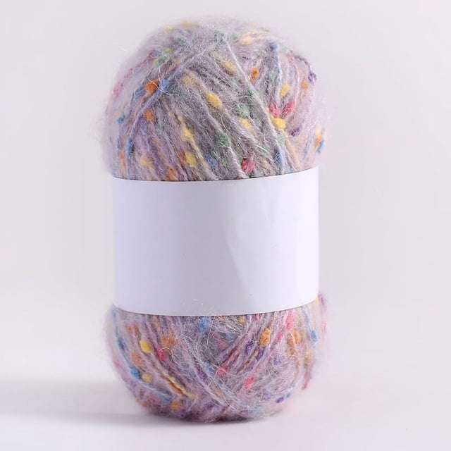 Gorro de lana polar de mohair con puntos de colores, hilo tejido a mano, bufanda, sombrero, bolso, material para muñecas listo para usar, hilo