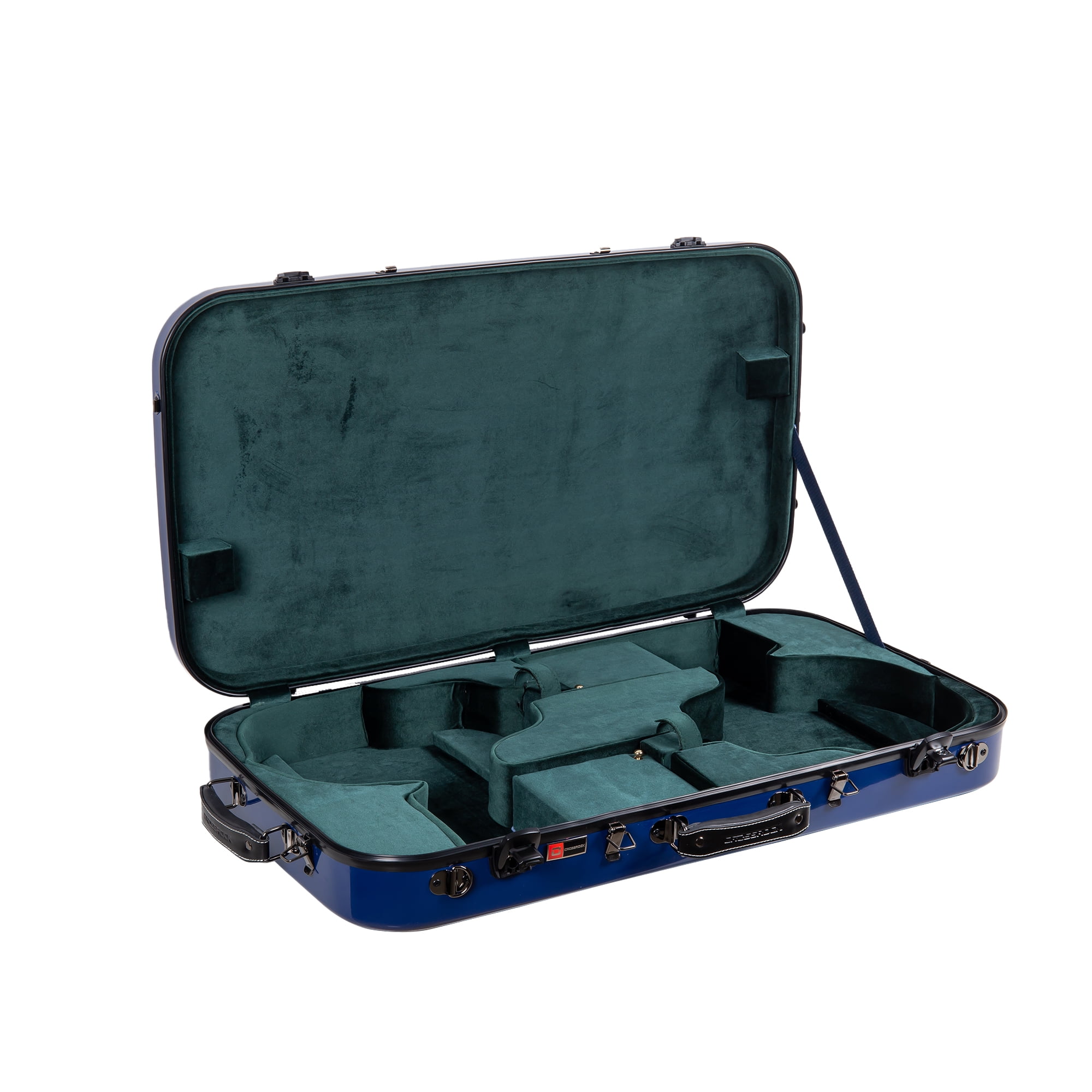 Crossrock Fiberglass Double Case with TSA Lock for Two Concert/Tenor Ukuleles-Navy Blue