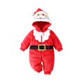 thumbnail image 3 of Otqutp Baby Santa Full Zip Hooded Bodysuit Soft Plush Animal Jumpsuit Newborn Long Sleeve Warm Romper Casual Infant Outfit for Christmas, 3 of 9