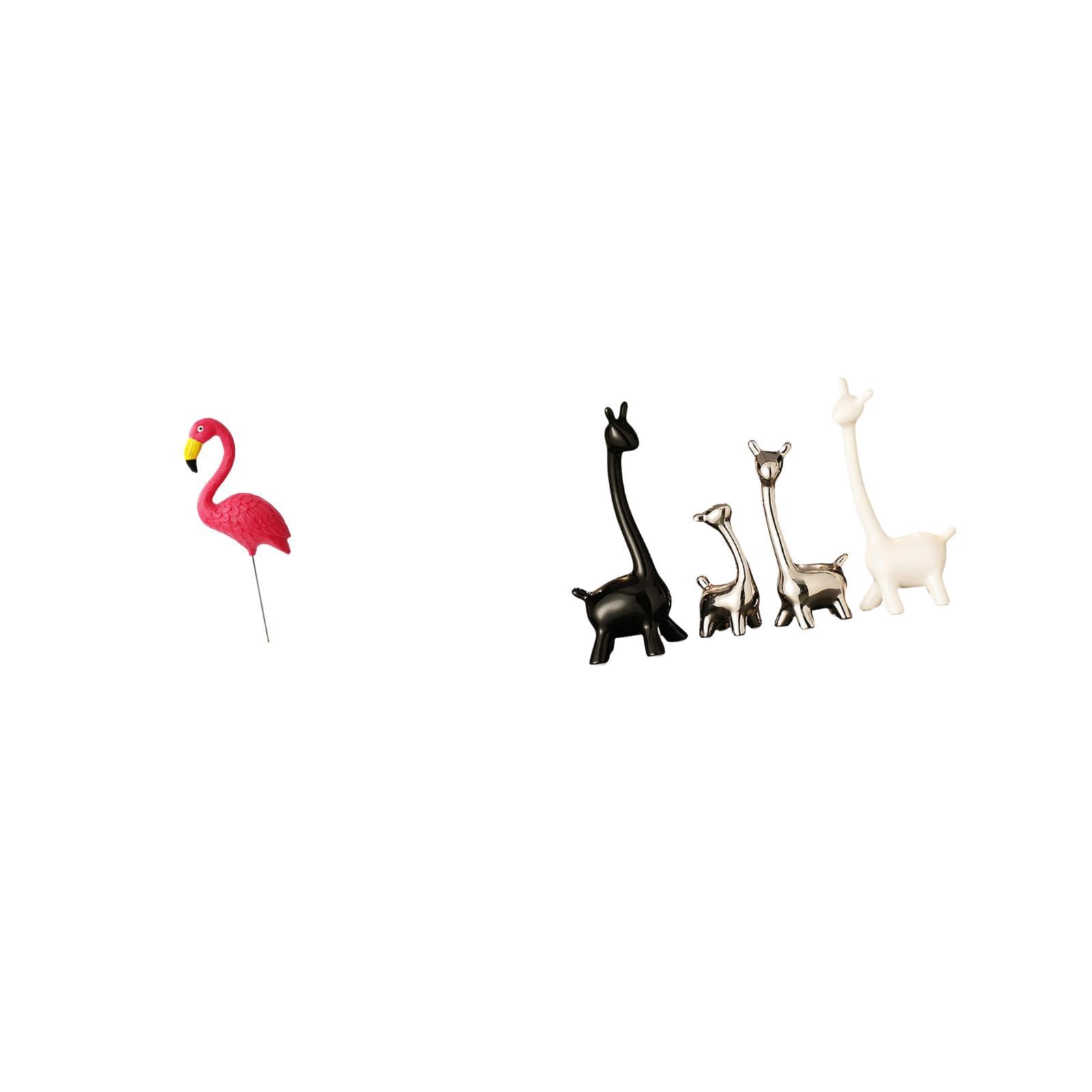 Miulika Flamingo Giraffe Garden Statue Creative Figurine Ornament for Spring Holiday Yard Art Modern Table Centerpiece Desk Office Decor
