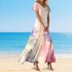 thumbnail image 1 of WILLBEST Vestido De Verano Para Mujer, Vestido Bohemio De Vacaciones De Verano Para Mujer, Elegante Vestido Largo Informal Con Cuello En V Fluido Para Playa Y Resort 700, 1 of 3