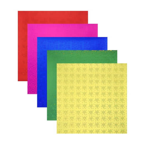 Uxcell 100 Hojas de Papel de Origami Brillante 4x4 pulgadas Papel de Foil Holográfico Metálico Papel Brillante Cuadrado para Artes DIY, Oro Verde Rojo Azul